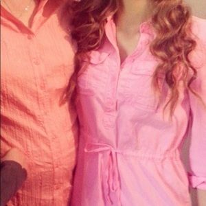 PRICE DROP J Crew pink shirt dress w cinch waist